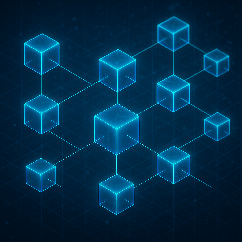 Decentralized blockchain network illustrating cryptocurrency transactions.