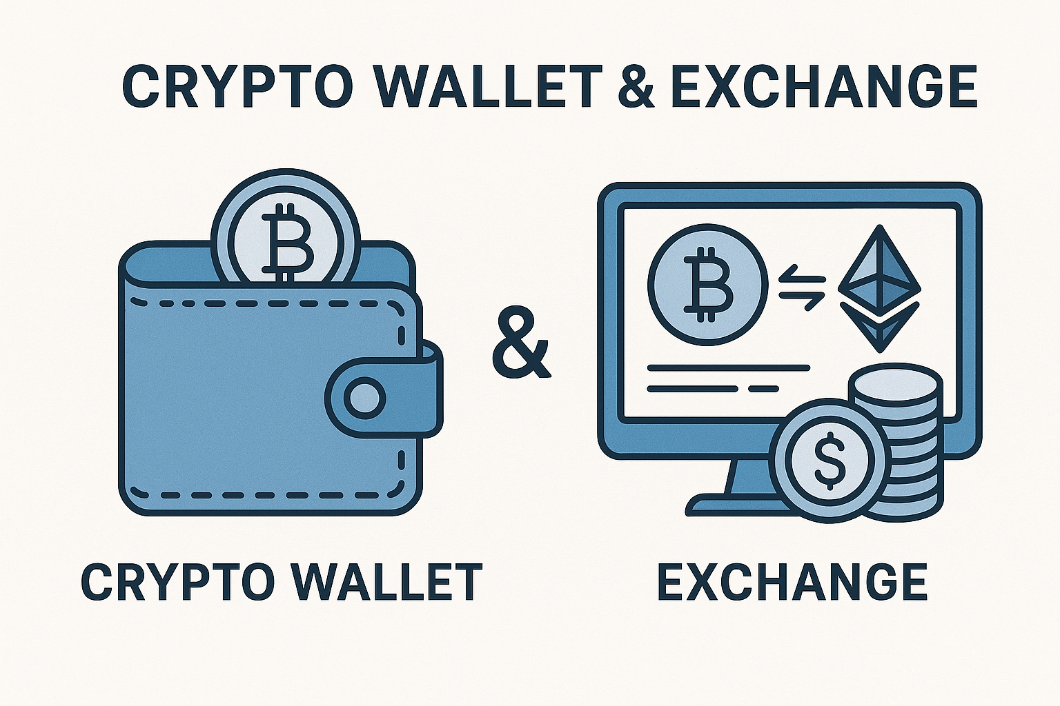 "Crypto wallet interface and cryptocurrency exchange platform for beginners"